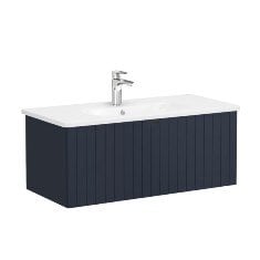 Vitra Root Groove 69399 Lavabo Dolabı, Tek Çekmeceli, 100 Cm, Mat Lacivert, Yuvarlak Lavabolu